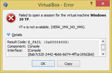 virtualbox failed to open a session for the virtual machine mac os x